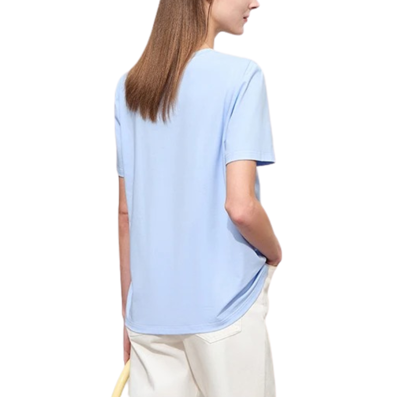 Anji – T-shirt Minimaliste en Coton pour Femme | Haut à Manches Courtes Brodées