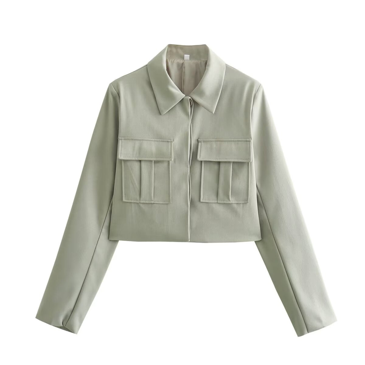 Ensemble tailleur femme | veste courte à poches | pantalon droit gris