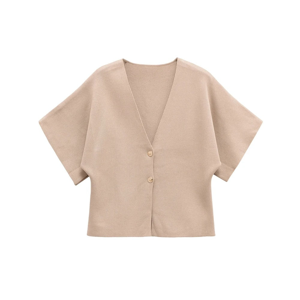 Glaiza- Cardigan Femme Col V en Maille Légère
