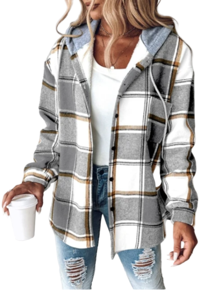 Murphy | Manteau d’Hiver Long pour Femme | Motif à Carreaux | Chaud