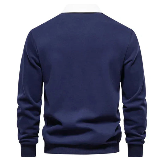 Pull polo homme | col contrasté et maille unie