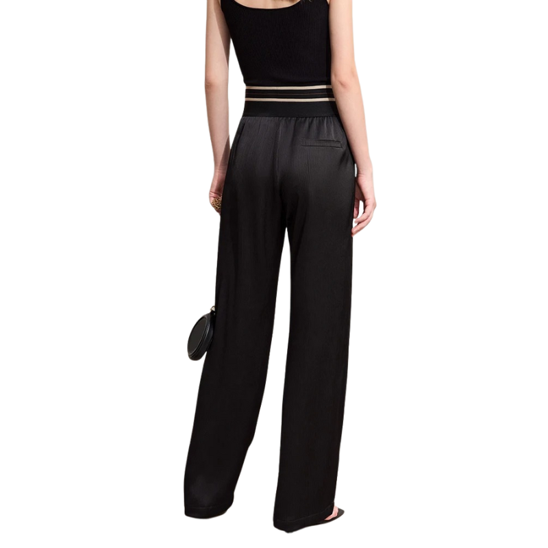 Venus – Pantalon Large d’Été pour Femme | Taille Élastique avec Détail Brodé