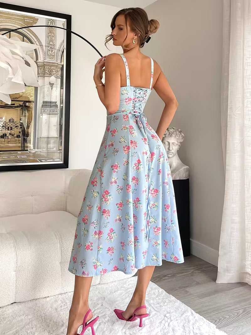 Robe sans manches à imprimé floral pour femme