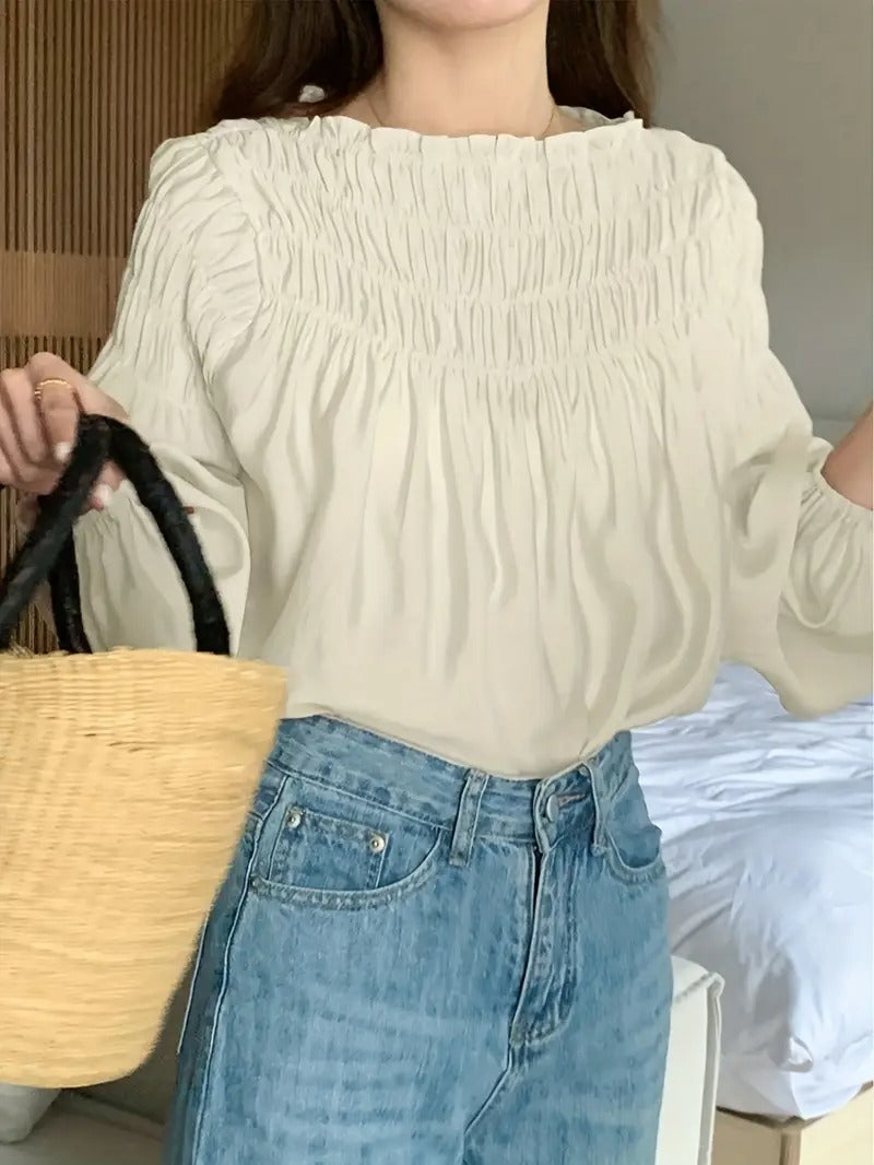 Blouse tunique plissé à manches 3/4