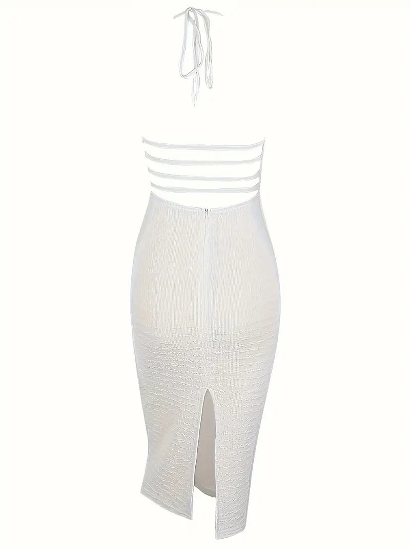 Robe longue avec encolure dos nu et dos nu
