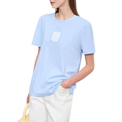 Anji – T-shirt Minimaliste en Coton pour Femme | Haut à Manches Courtes Brodées