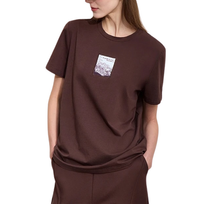 Anji – T-shirt Minimaliste en Coton pour Femme | Haut à Manches Courtes Brodées