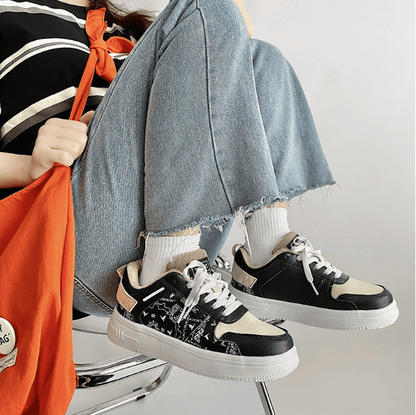 Baskets femme plateforme motif graphique silhouette basse