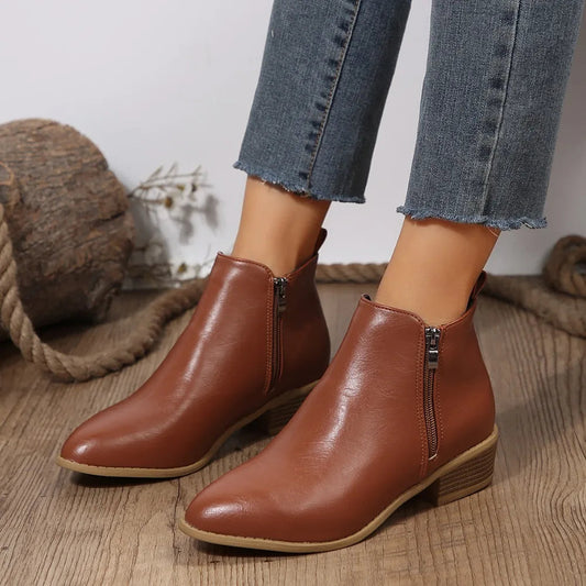 Bottines femme | modèle à zip latéral et talon bloc