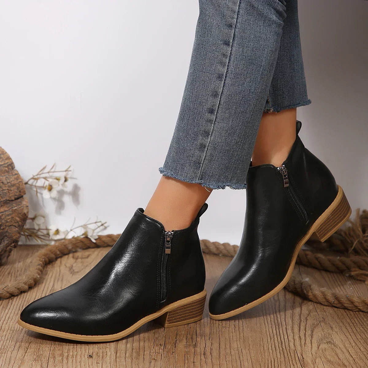 Bottines femme | modèle à zip latéral et talon bloc