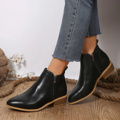 Bottines femme | modèle à zip latéral et talon bloc