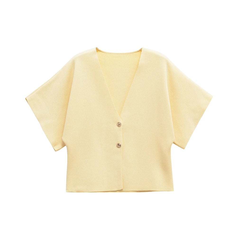 Glaiza- Cardigan Femme Col V en Maille Légère