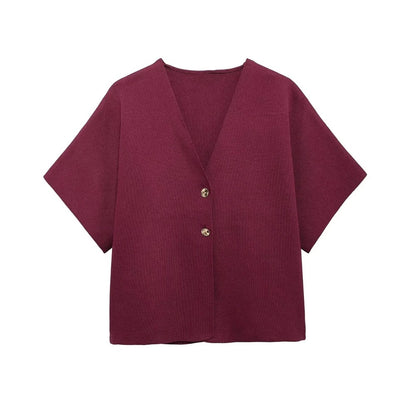 Glaiza- Cardigan Femme Col V en Maille Légère