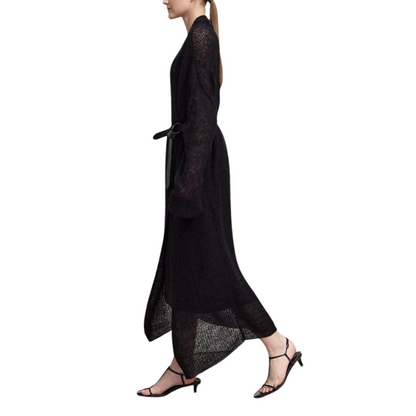 Gilet Long en Maille aux Lignes Claires pour Femme