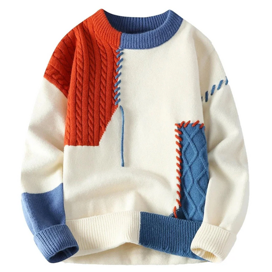 Pull patchwork coloré pour homme