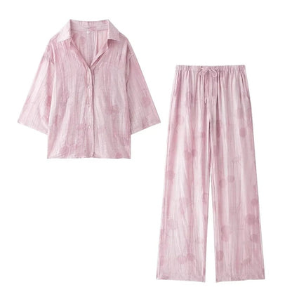 Ensemble Chemise et Pantalon en Jacquard pour Femme