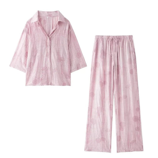 Ensemble Chemise et Pantalon en Jacquard pour Femme