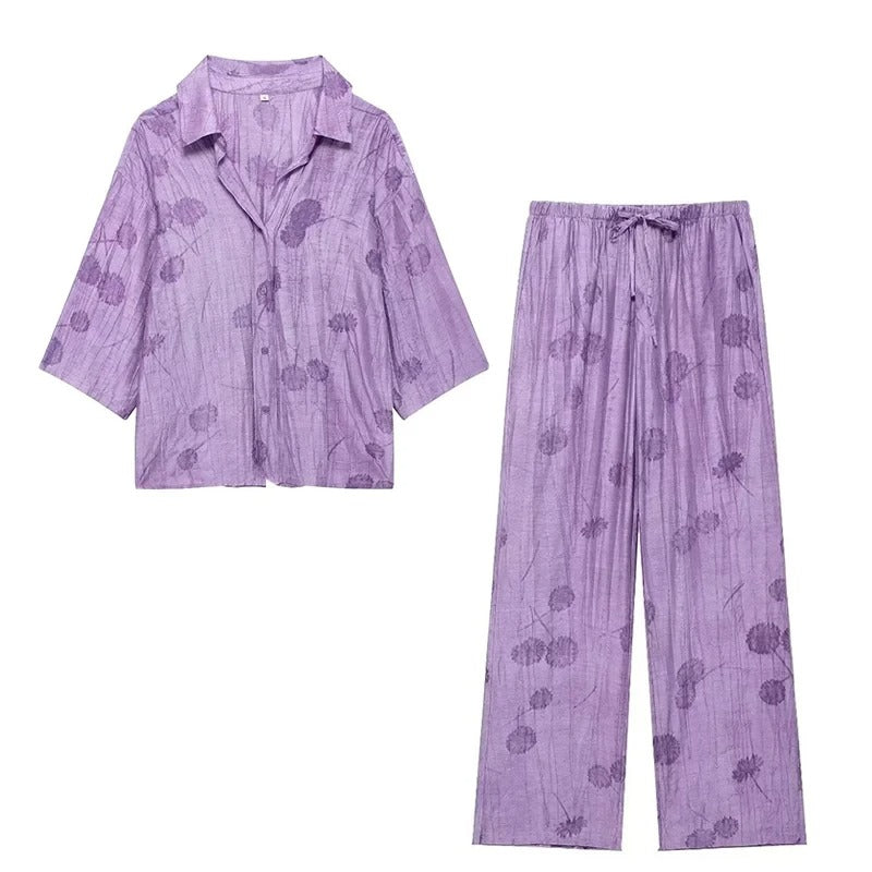 Ensemble Chemise et Pantalon en Jacquard pour Femme