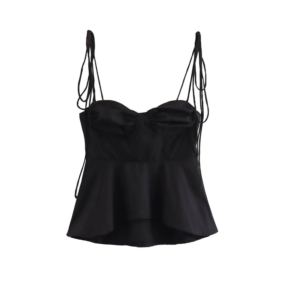 Leona- Top Bustier Asymétrique Femme - Décolleté Cœur, Bretelles à Nouer
