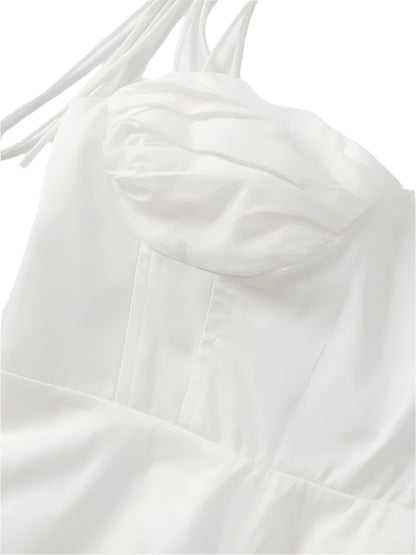 Leona- Top Bustier Asymétrique Femme - Décolleté Cœur, Bretelles à Nouer