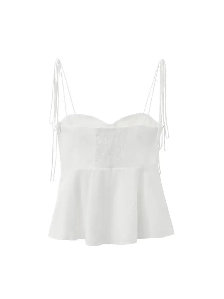 Leona- Top Bustier Asymétrique Femme - Décolleté Cœur, Bretelles à Nouer