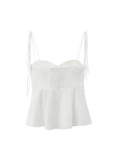 Leona- Top Bustier Asymétrique Femme - Décolleté Cœur, Bretelles à Nouer