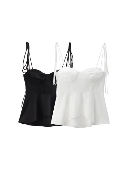Leona- Top Bustier Asymétrique Femme - Décolleté Cœur, Bretelles à Nouer