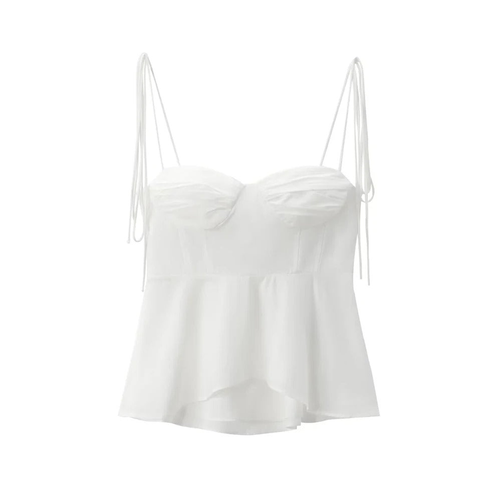 Leona- Top Bustier Asymétrique Femme - Décolleté Cœur, Bretelles à Nouer