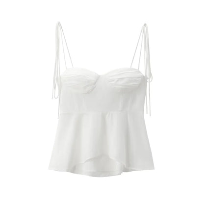 Leona- Top Bustier Asymétrique Femme - Décolleté Cœur, Bretelles à Nouer