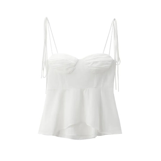 Leona- Top Bustier Asymétrique Femme - Décolleté Cœur, Bretelles à Nouer
