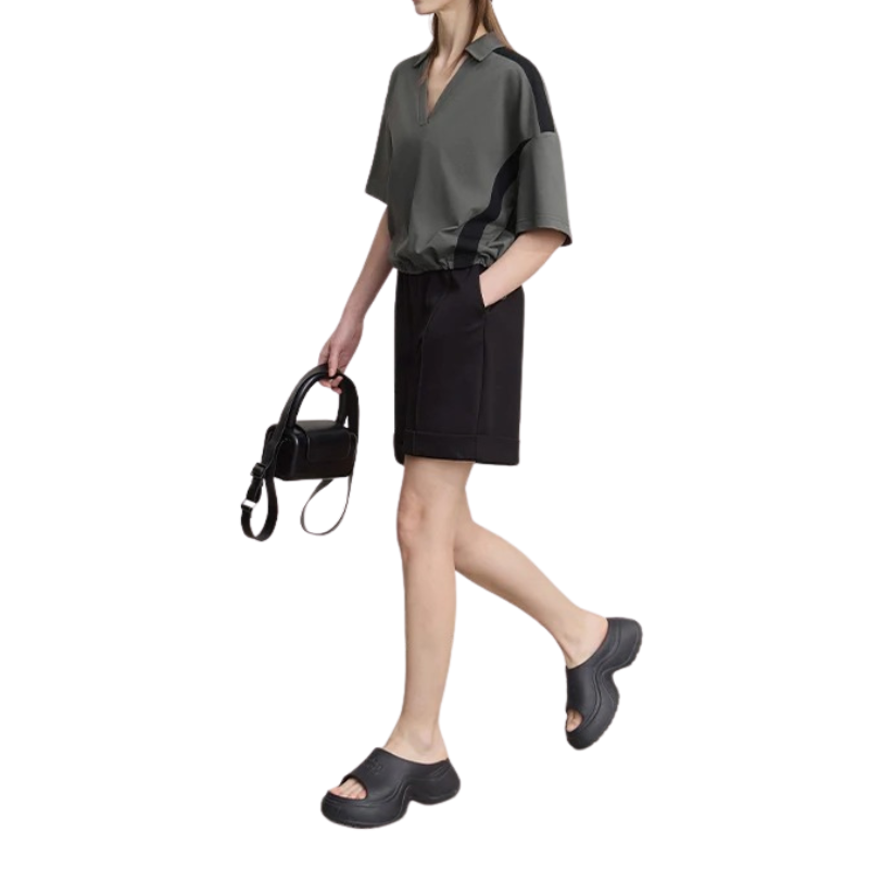 Maillot pour Femme à Encolure en Pointe en Coton à Manches Courtes