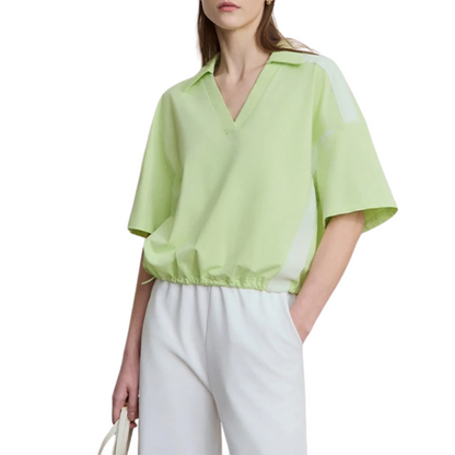 Maillot pour Femme à Encolure en Pointe en Coton à Manches Courtes