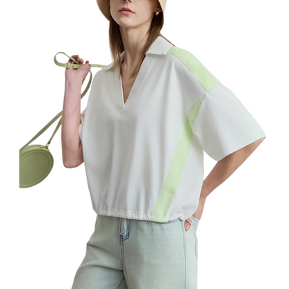 Maillot pour Femme à Encolure en Pointe en Coton à Manches Courtes