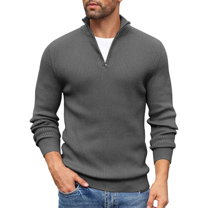 Pull Homme à Maille Côtelée avec Fermeture Éclair Courte