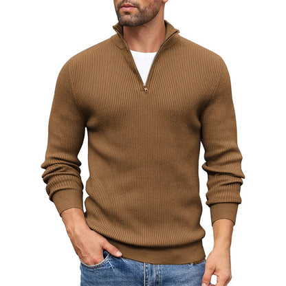 Pull Homme à Maille Côtelée avec Fermeture Éclair Courte