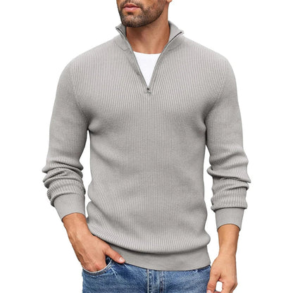 Pull Homme à Maille Côtelée avec Fermeture Éclair Courte