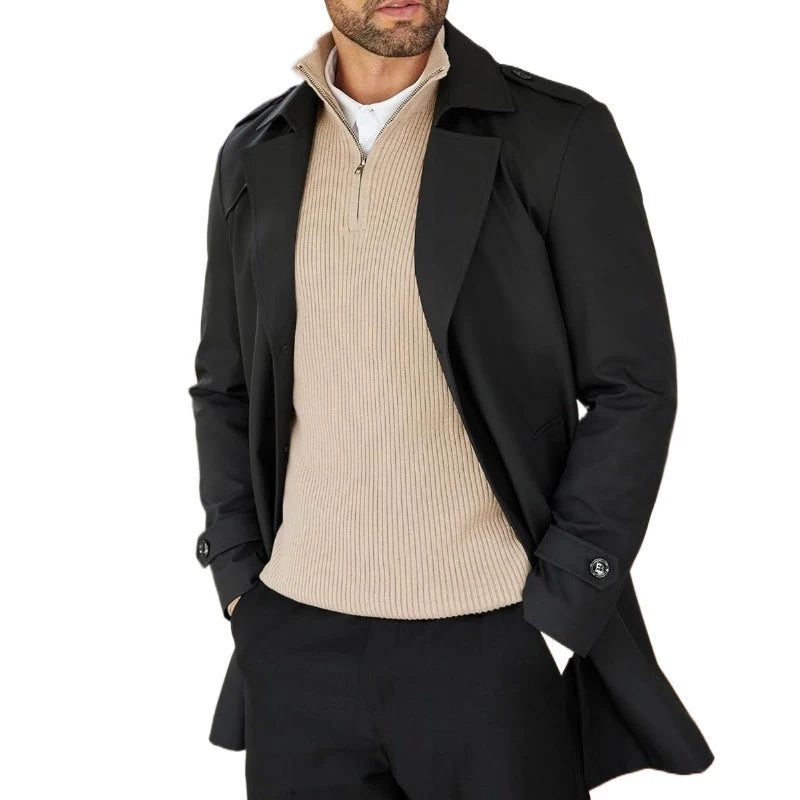 Pull Homme à Maille Côtelée avec Fermeture Éclair Courte