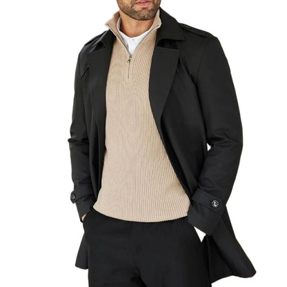 Pull Homme à Maille Côtelée avec Fermeture Éclair Courte