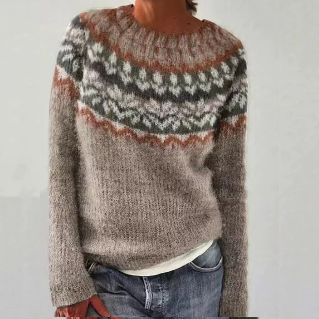 Pull femme | motif scandinave en laine mélangée