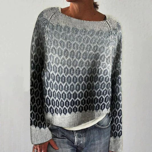 Pull femme | tricot vintage en acrylique à motif géométrique