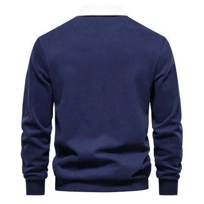Pull polo homme | col contrasté et maille unie