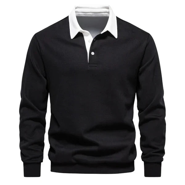 Pull polo homme | col contrasté et maille unie