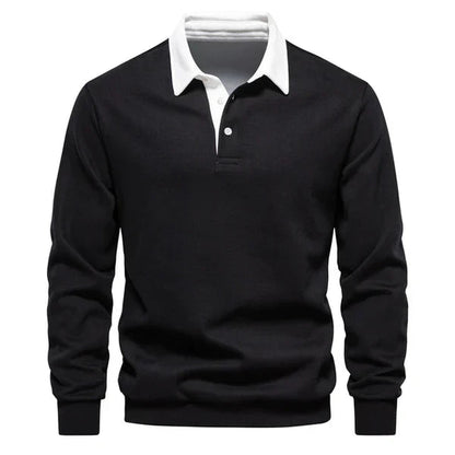 Pull polo homme | col contrasté et maille unie