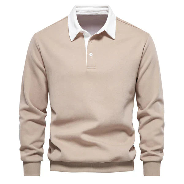 Pull polo homme | col contrasté et maille unie
