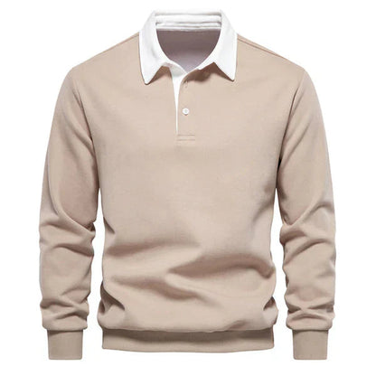 Pull polo homme | col contrasté et maille unie