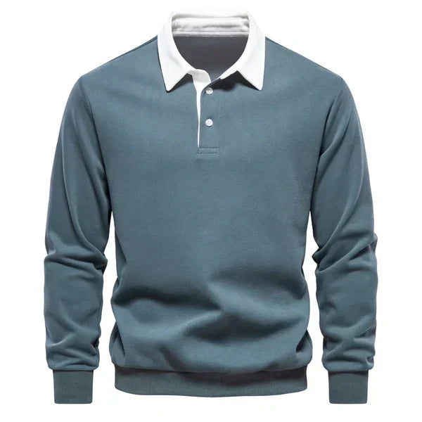 Pull polo homme | col contrasté et maille unie