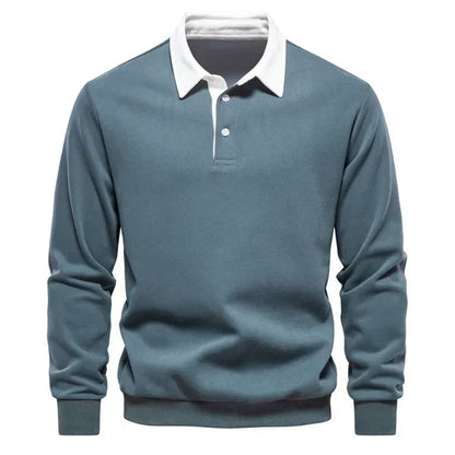 Pull polo homme | col contrasté et maille unie