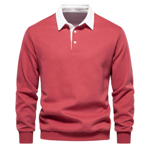 Pull polo homme | col contrasté et maille unie