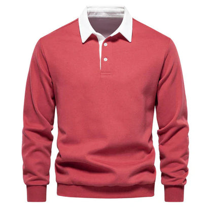Pull polo homme | col contrasté et maille unie