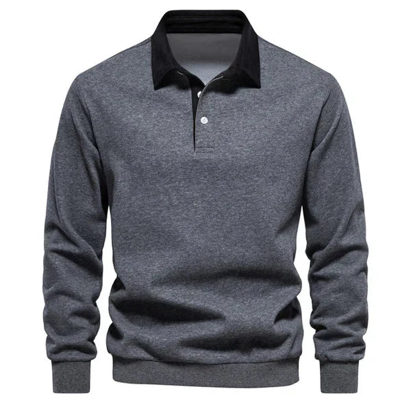 Pull polo homme | col contrasté et maille unie